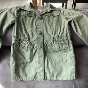Girls olive green button up light jacket